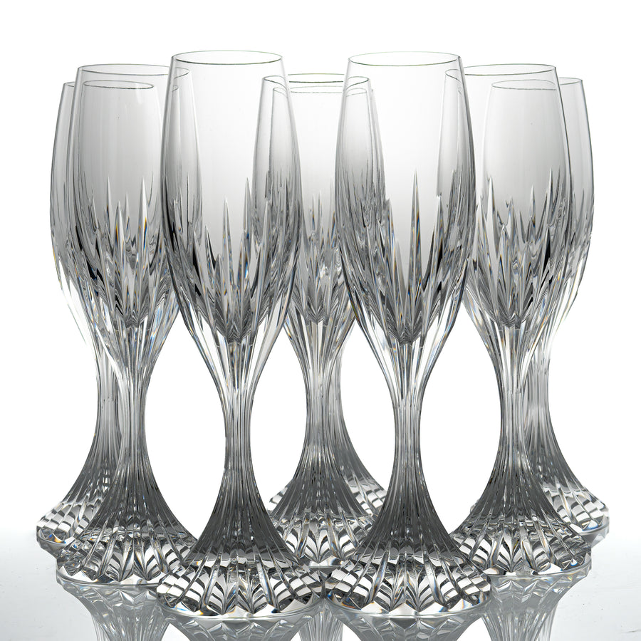 Baccarat Massena Champagne (8.5") Flutes, Set of 8 | Vintage French Crystal