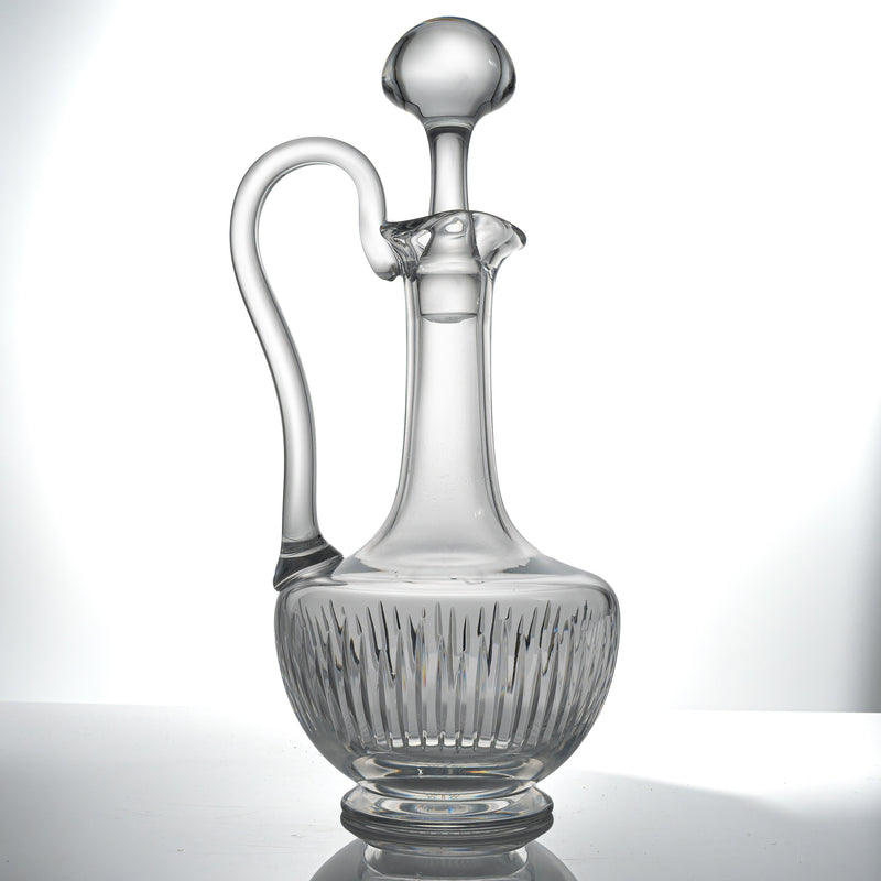 Baccarat Massena claret wine jug with stopper, full view with the handle on the left