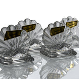 Baccarat Bambous place card holders close up with gold foil Baccarat labels