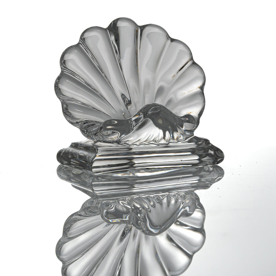 Baccarat Bambous crystal place card holder, single holder from the front