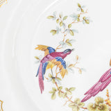 Spode Chelsea Bird platter detail of the bird on the left with spread wings on a branch