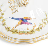 Spode Chelsea Bird large covered tureen close-up of the lid edge and flying bird