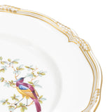 Spode Chelsea Bird platter rim corner with gilt lines and leaf scroll above a perched bird