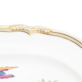 Spode Chelsea Bird platter gilt rim detail with leaf scroll and triple gilt lines