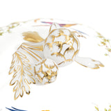 Spode Chelsea Bird large covered tureen close-up of the gilt artichoke finial and leaves