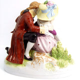 Aelteste Volkstedter Rococo German Porcelain Figurine For Victorian Decor | Aelteste Volkstedter KPM Couple Romantic Statue Coquette Gift Red and Pink Bridgerton - Porcelain Figurine ClassyTea