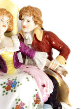 Aelteste Volkstedter Rococo German Porcelain Figurine For Victorian Decor | Aelteste Volkstedter KPM Couple Romantic Statue Coquette Gift Red and Pink Bridgerton - Porcelain Figurine ClassyTea
