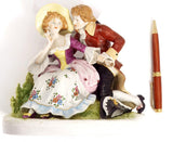 Aelteste Volkstedter Rococo German Porcelain Figurine For Victorian Decor | Aelteste Volkstedter KPM Couple Romantic Statue Coquette Gift Red and Pink Bridgerton - Porcelain Figurine ClassyTea