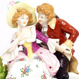 Aelteste Volkstedter Rococo German Porcelain Figurine For Victorian Decor | Aelteste Volkstedter KPM Couple Romantic Statue Coquette Gift Red and Pink Bridgerton - Porcelain Figurine ClassyTea