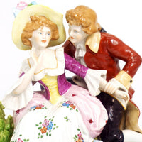 Aelteste Volkstedter Rococo German Porcelain Figurine For Victorian Decor | Aelteste Volkstedter KPM Couple Romantic Statue Coquette Gift Red and Pink Bridgerton - Porcelain Figurine ClassyTea