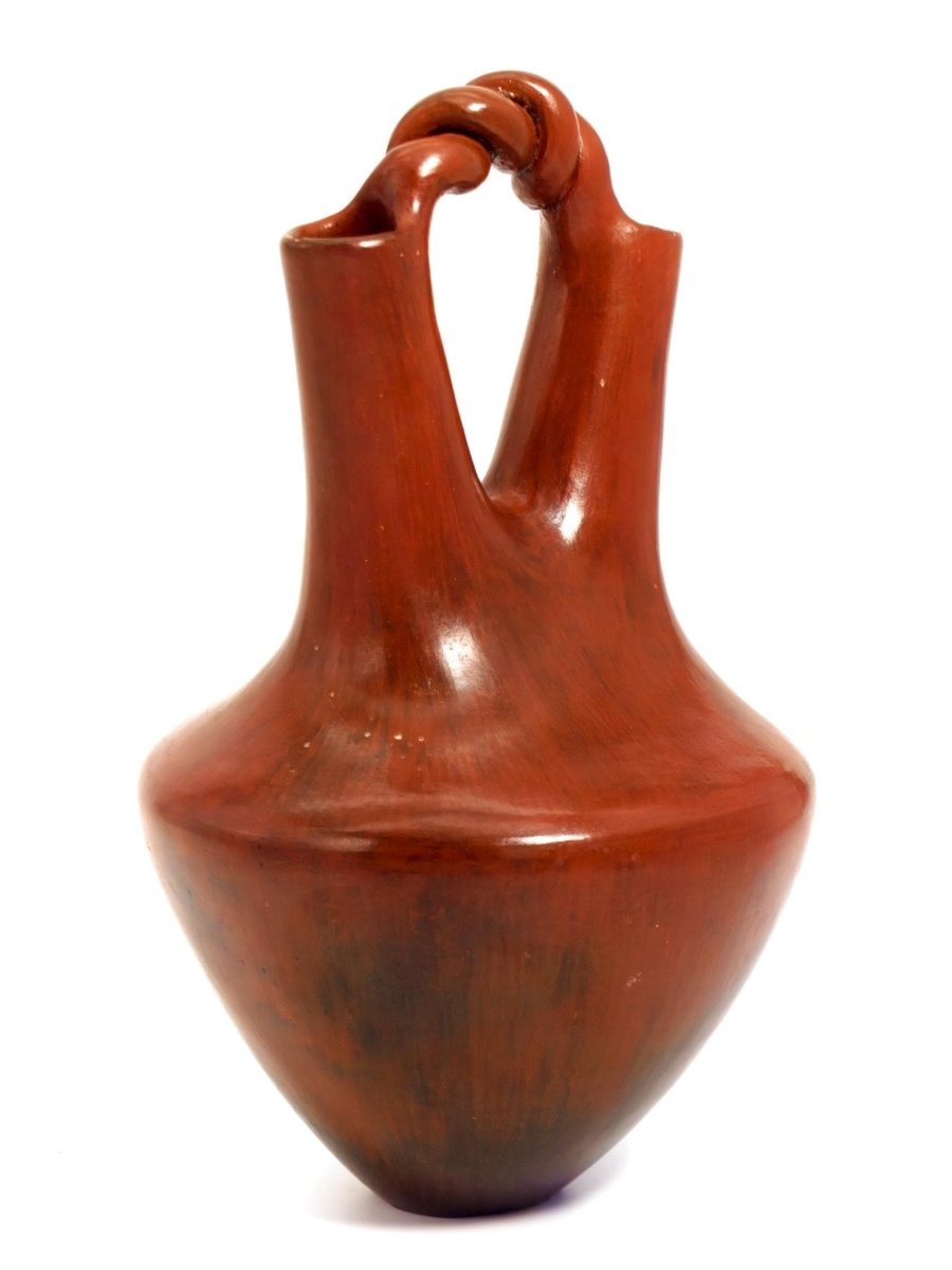 Alice Cling Signed Navajo Wedding Vase For Navajo Decor Native American Art Vase Rustic Decor for Lodge Cabin Decor Dark Red Modern Minimalist Vase - Indigenous Vase ClassyTea