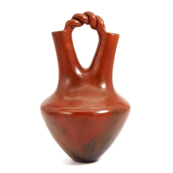 Alice Cling Signed Navajo Wedding Vase For Navajo Decor Native American Art Vase Rustic Decor for Lodge Cabin Decor Dark Red Modern Minimalist Vase - Indigenous Vase ClassyTea