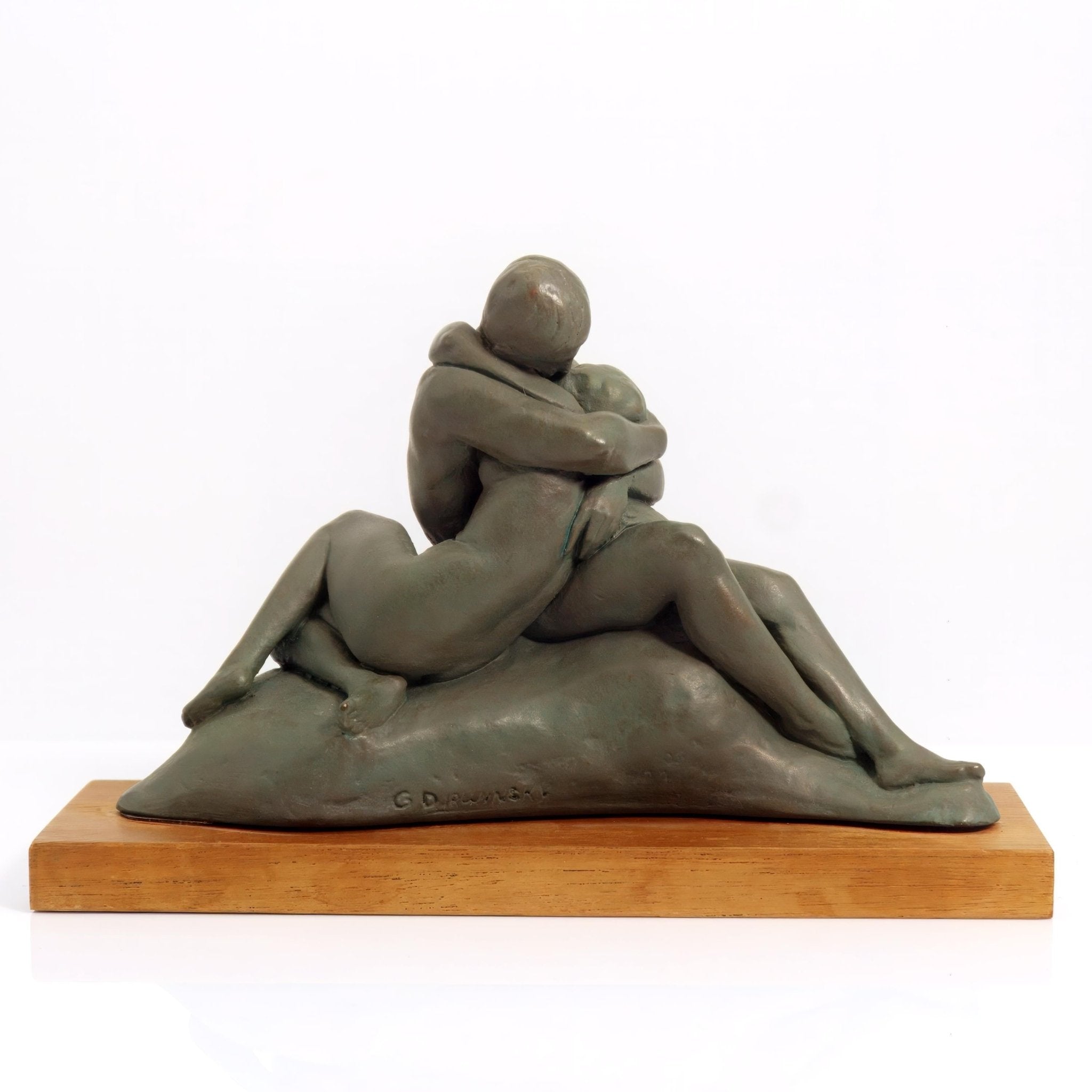 A.M.R. and G. Dirwinsky 1960s Signed Fine Art Sculpture "The Embrace", signed museum piece | Vintage Nudity Art Romantic Sensual Art tasteful nude art Bedroom decor - Bronze Sculpture ClassyTea