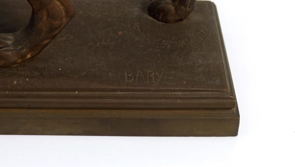 Antoine - Louis Barye 1920s Antique Bronze Lion Sculpture for Art Deco Office Decor Art Nouveau Console Table Decor Library Paperweight Bronze Lion Sculpture - Bronze Sculpture ClassyTea