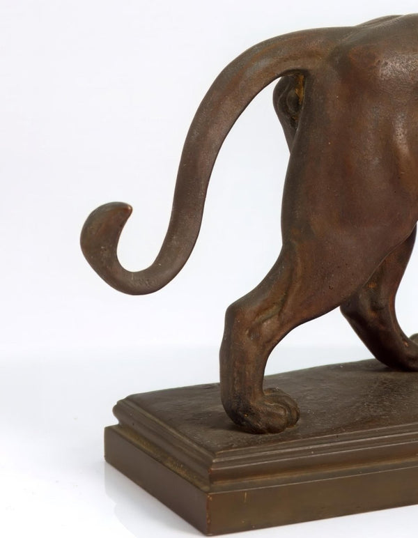 Antoine - Louis Barye 1920s Antique Bronze Lion Sculpture for Art Deco Office Decor Art Nouveau Console Table Decor Library Paperweight Bronze Lion Sculpture - Bronze Sculpture ClassyTea