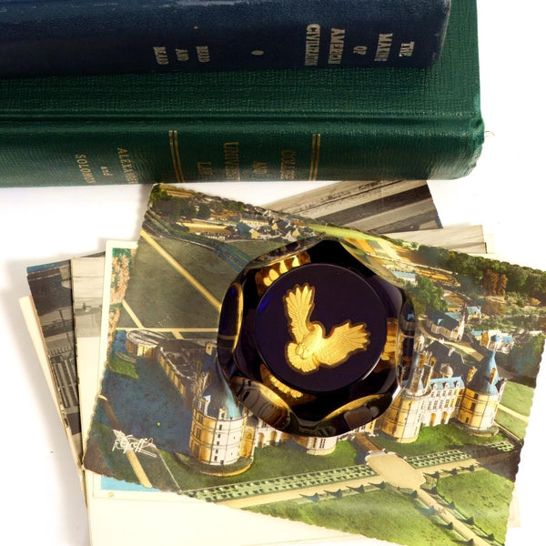 Baccarat Boxed Baccarat Golden Eagle Paperweight | American Express French Crystal Sulphide Patriotic Office Decor Gift for Husband Anniversary - Crystal Paperweight ClassyTea