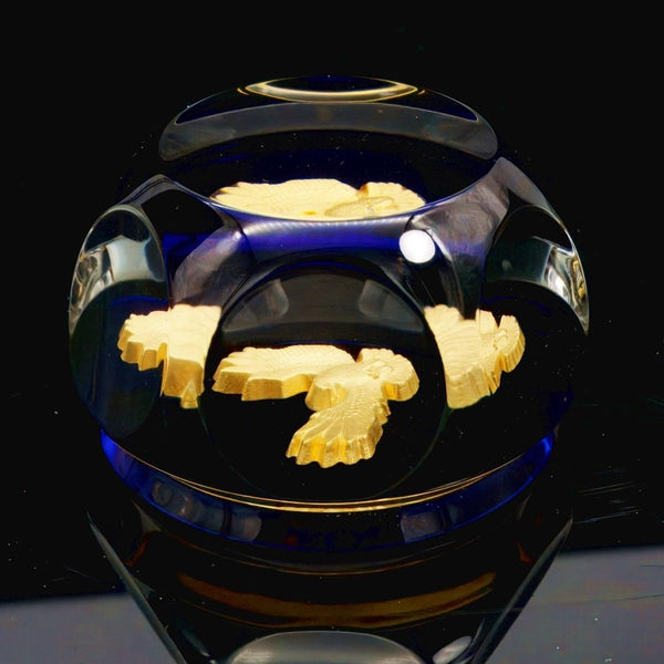 Baccarat Boxed Baccarat Golden Eagle Paperweight | American Express French Crystal Sulphide Patriotic Office Decor Gift for Husband Anniversary - Crystal Paperweight ClassyTea
