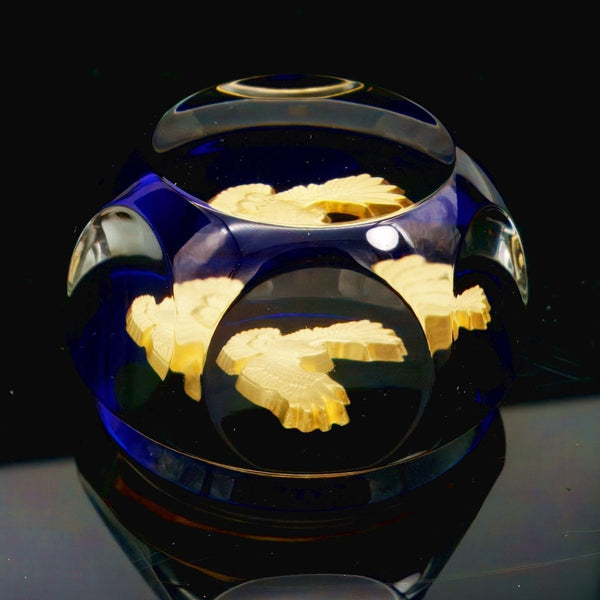 Baccarat Boxed Baccarat Golden Eagle Paperweight | American Express French Crystal Sulphide Patriotic Office Decor Gift for Husband Anniversary - Crystal Paperweight ClassyTea