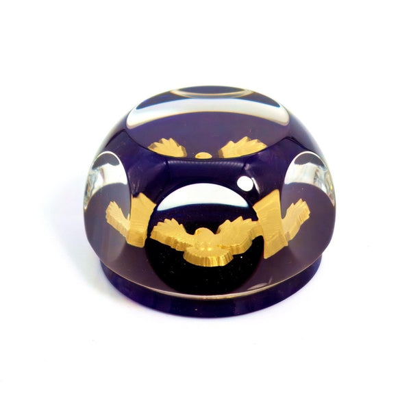 Baccarat Boxed Baccarat Golden Eagle Paperweight | American Express French Crystal Sulphide Patriotic Office Decor Gift for Husband Anniversary - Crystal Paperweight ClassyTea