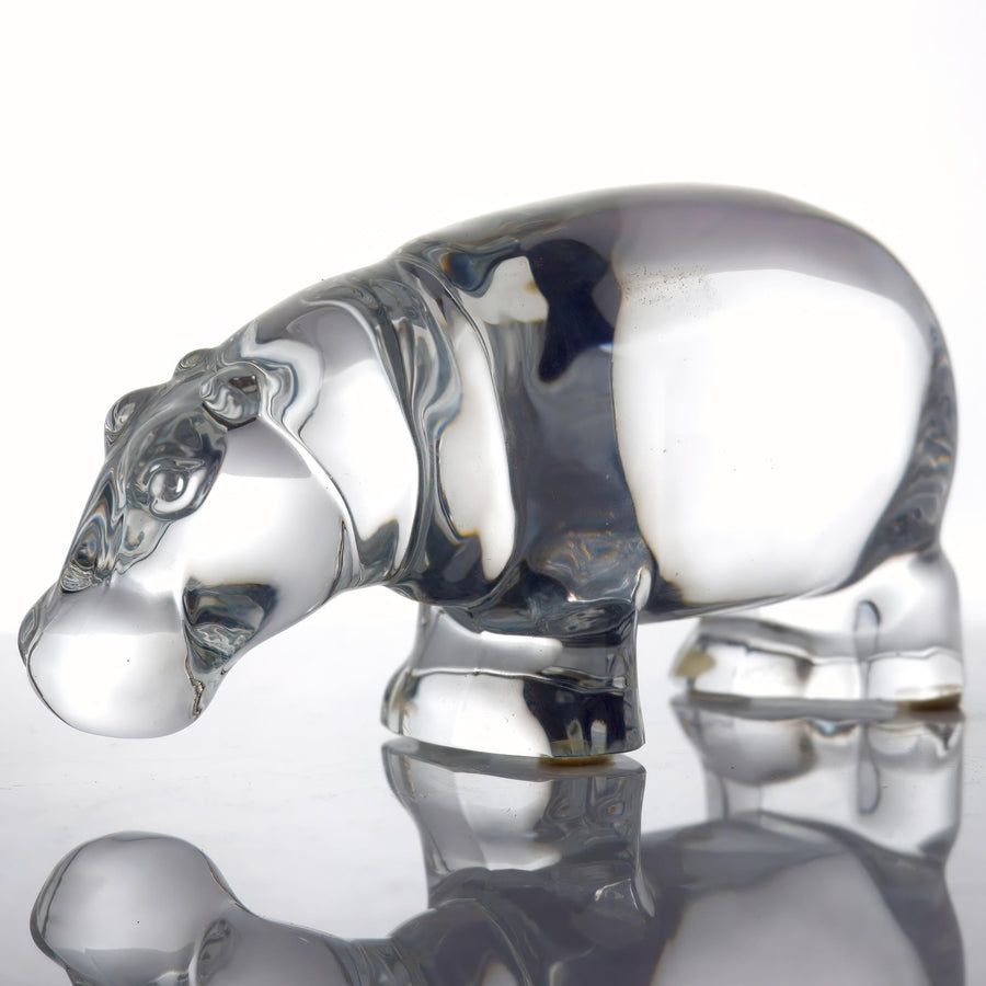 Baccarat Hippopotamus Crystal Paperweight (6") | Vintage Crystal