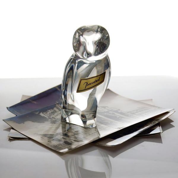 Baccarat Baccarat Midcentury Modern Owl Crystal Paperweight (4.5") - Paperweight ClassyTea