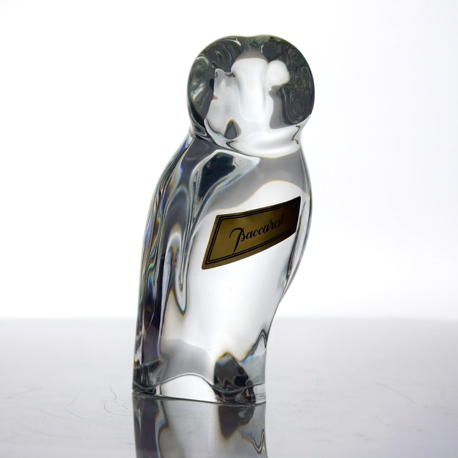 Baccarat Stylized Owl Crystal Paperweight (4.5") | Vintage Crystal