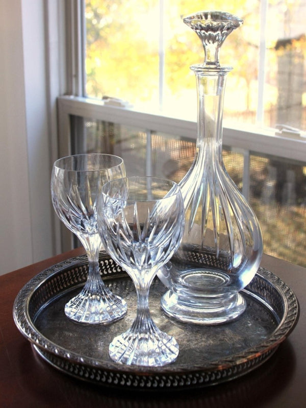 Baccarat Set of 8 Baccarat Massena Wine Glasses Vintage French Glassware Midcentury Wine Glasses Bar Cart Lead Crystal Stemware Old Money Aesthetic - Wine glass ClassyTea