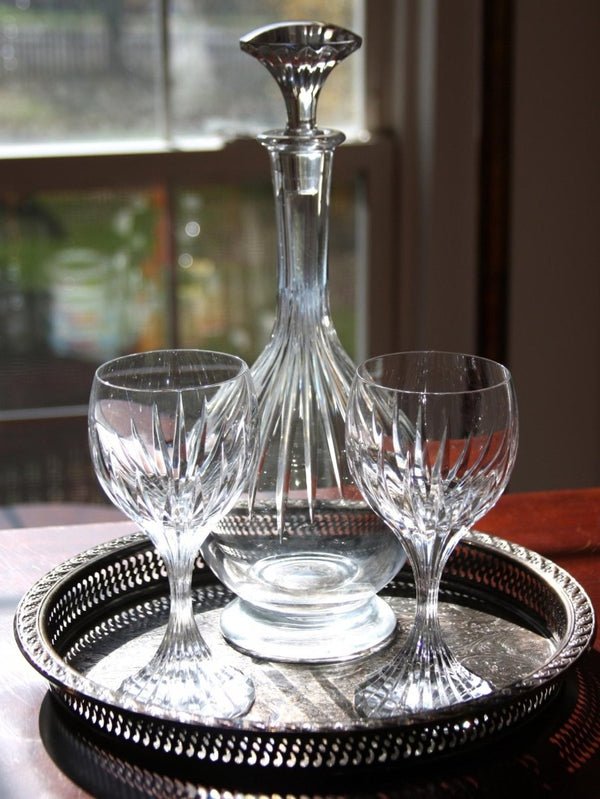Baccarat Set of 8 Baccarat Massena Wine Glasses Vintage French Glassware Midcentury Wine Glasses Bar Cart Lead Crystal Stemware Old Money Aesthetic - Wine glass ClassyTea
