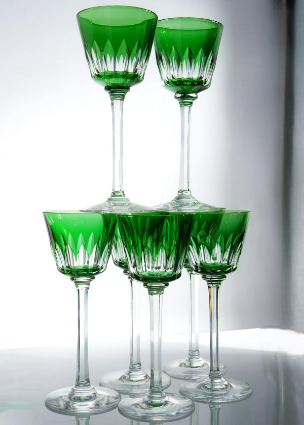 Baccarat Baccarat "Côte d'Azur" Wine Glasses Set For 8 (Emerald Green) - Wine Set ClassyTea