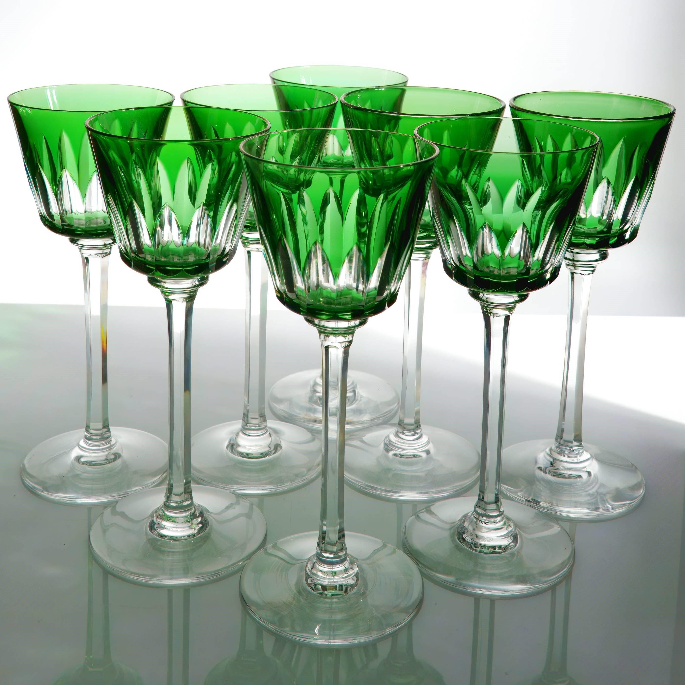 Baccarat Baccarat "Côte d'Azur" Wine Glasses Set For 8 (Emerald Green) - Wine Set ClassyTea