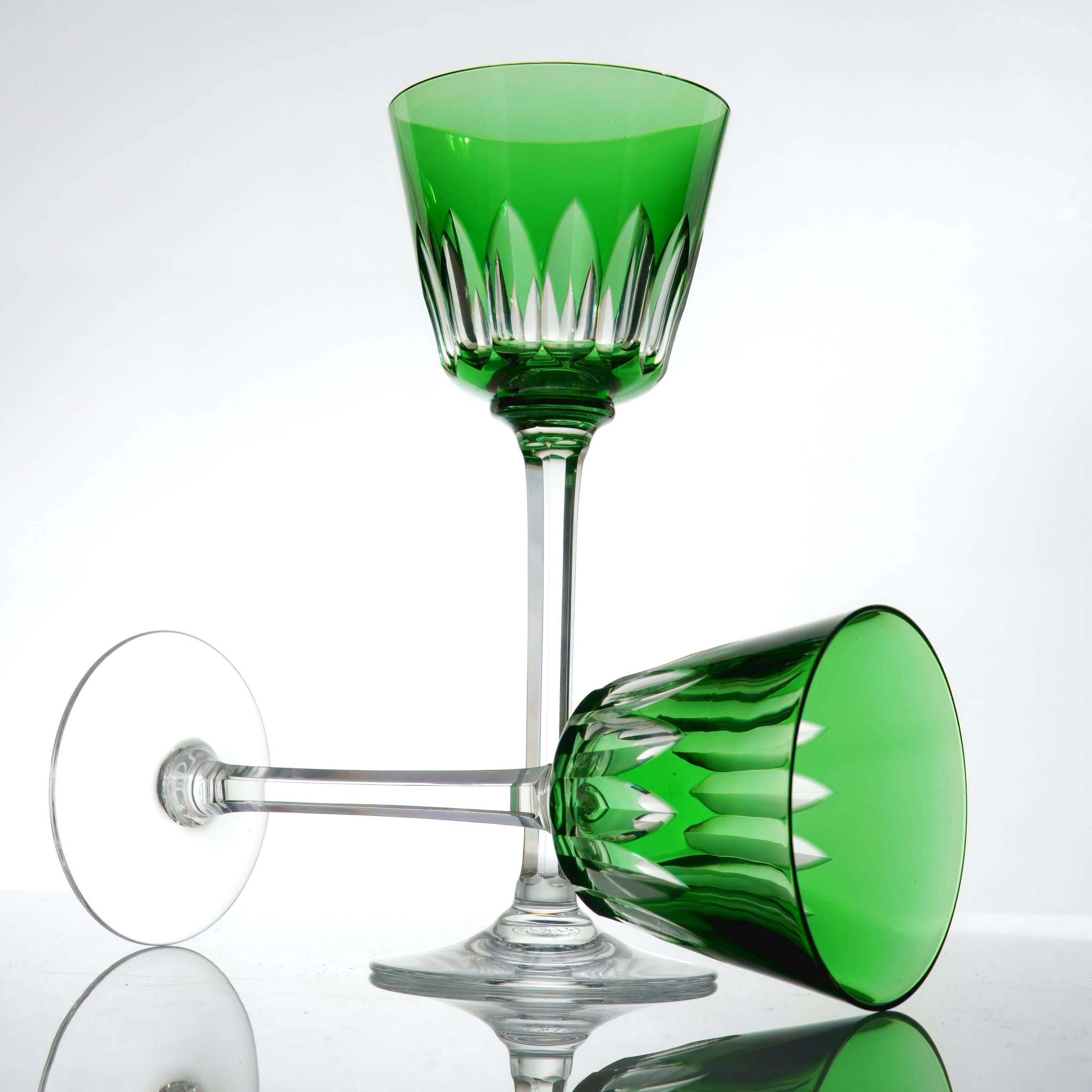 Baccarat Baccarat "Côte d'Azur" Wine Glasses Set For 8 (Emerald Green) - Wine Set ClassyTea