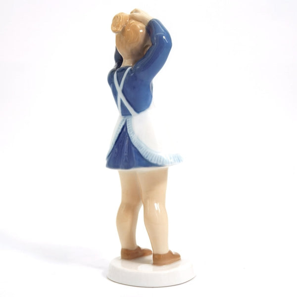bing and grondahl 1960s Vintage Porcelain Figurine Bing & Grøndahl Anne Girl Doing Her Hair Figurine #2381 | Danish Statue Nursery Mussel Cobalt Scandi - Porcelain Figurine ClassyTea