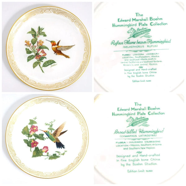 Boehm Complete Boehm Vintage Dinner Plate Set (8pc) | Hummingbird Collection Anniversary Gift for Bird Lover Gift For Spring Garden Party Lunch - Decorative Plates ClassyTea