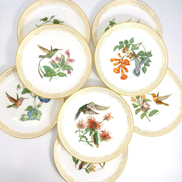 Boehm Complete Boehm Vintage Dinner Plate Set (8pc) | Hummingbird Collection Anniversary Gift for Bird Lover Gift For Spring Garden Party Lunch - Decorative Plates ClassyTea