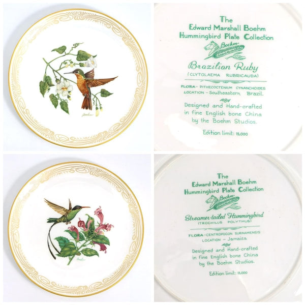 Boehm Complete Boehm Vintage Dinner Plate Set (8pc) | Hummingbird Collection Anniversary Gift for Bird Lover Gift For Spring Garden Party Lunch - Decorative Plates ClassyTea