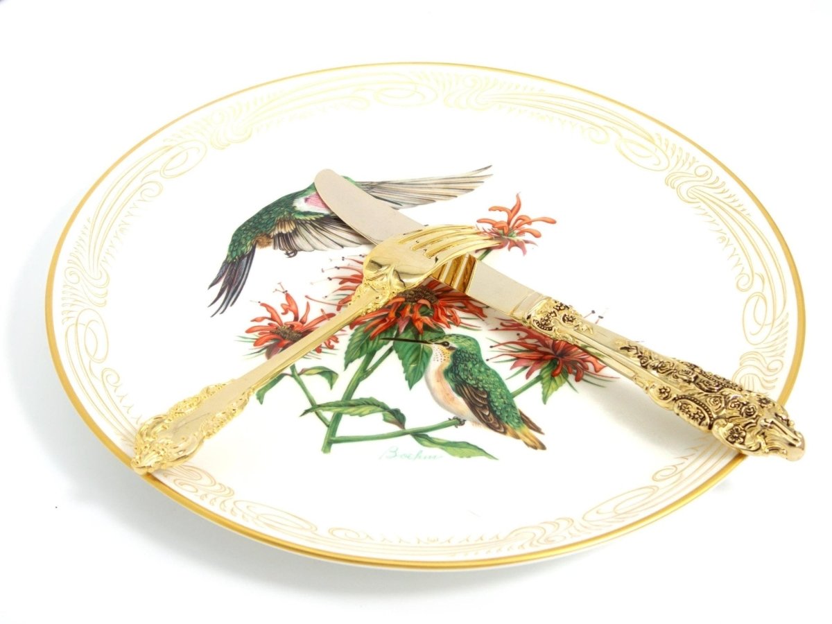 Boehm Complete Boehm Vintage Dinner Plate Set (8pc) | Hummingbird Collection Anniversary Gift for Bird Lover Gift For Spring Garden Party Lunch - Decorative Plates ClassyTea