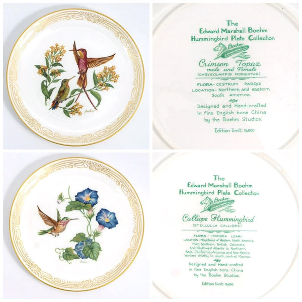 Boehm Complete Boehm Vintage Dinner Plate Set (8pc) | Hummingbird Collection Anniversary Gift for Bird Lover Gift For Spring Garden Party Lunch - Decorative Plates ClassyTea