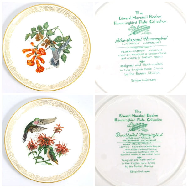 Boehm Complete Boehm Vintage Dinner Plate Set (8pc) | Hummingbird Collection Anniversary Gift for Bird Lover Gift For Spring Garden Party Lunch - Decorative Plates ClassyTea