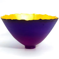 Cheryl Williams Indigo Purple & Gold Decorative Bowl | Unique Colorful Japandi Minimalist Home Decor Vanity Catch All Tray Ceramic Coffee Table Violet Royal - Pottery Art ClassyTea
