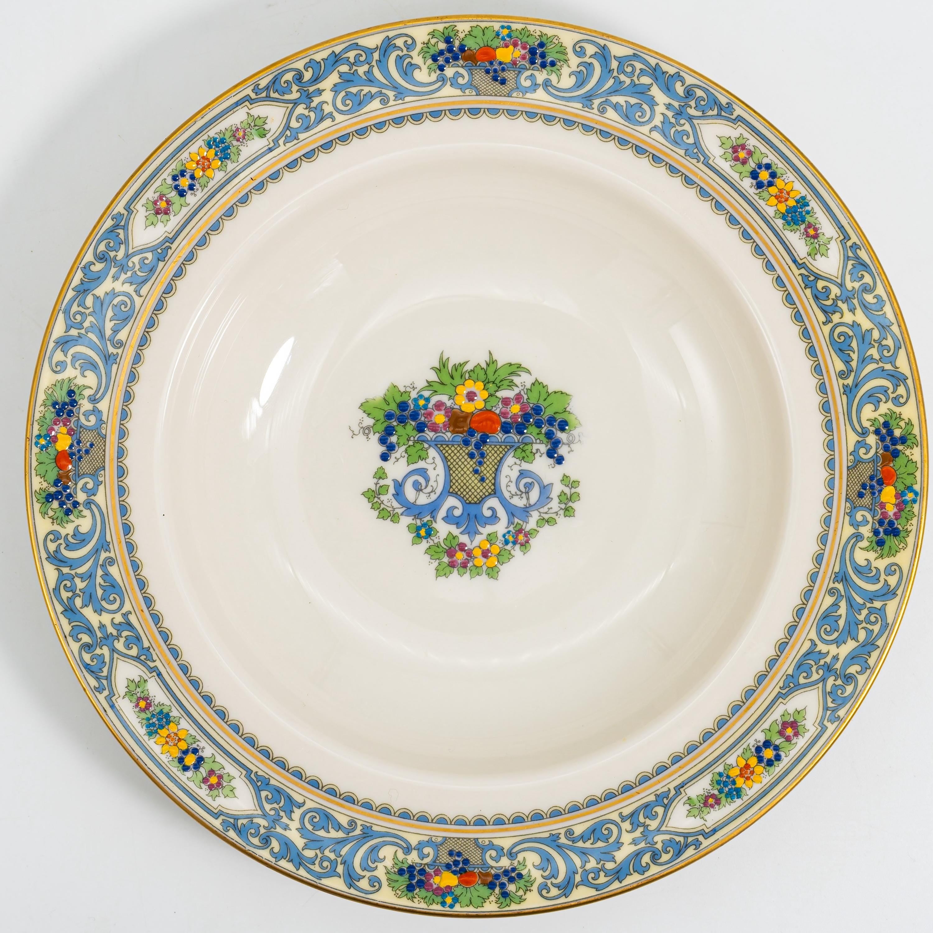 ClassyTea 1920s Lenox Autumn Rimmed Soup Bowls (Set of 4) | Made in America | Presidential Bone China (c. 1920s) | 8.5" - ClassyTea