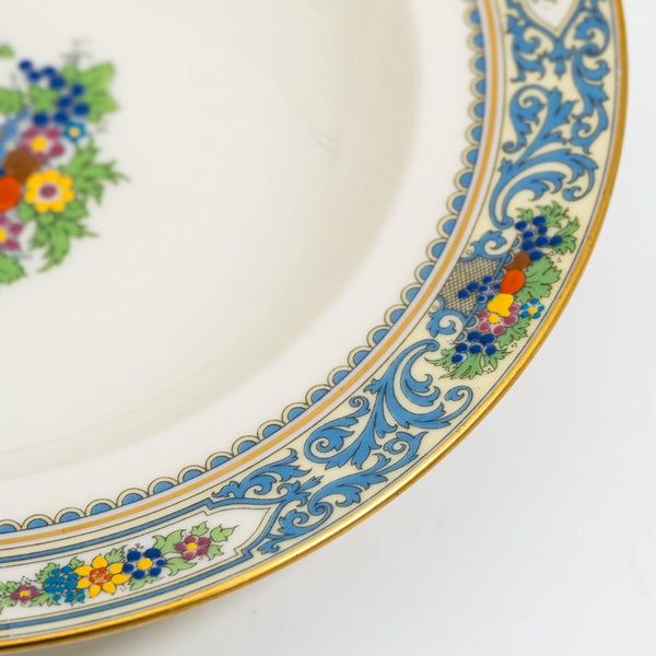 ClassyTea 1920s Lenox Autumn Rimmed Soup Bowls (Set of 4) | Made in America | Presidential Bone China (c. 1920s) | 8.5" - ClassyTea