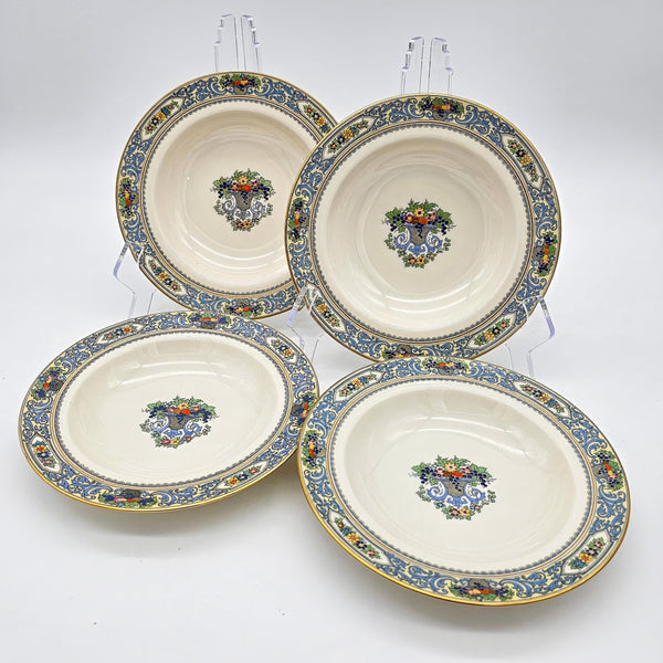 ClassyTea 1920s Lenox Autumn Rimmed Soup Bowls (Set of 4) | Made in America | Presidential Bone China (c. 1920s) | 8.5" - ClassyTea