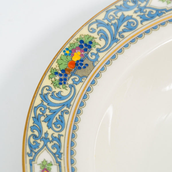 ClassyTea 1920s Lenox Autumn Rimmed Soup Bowls (Set of 8) | Made in America | Presidential Bone China (c. 1920s) | 8.5" - ClassyTea