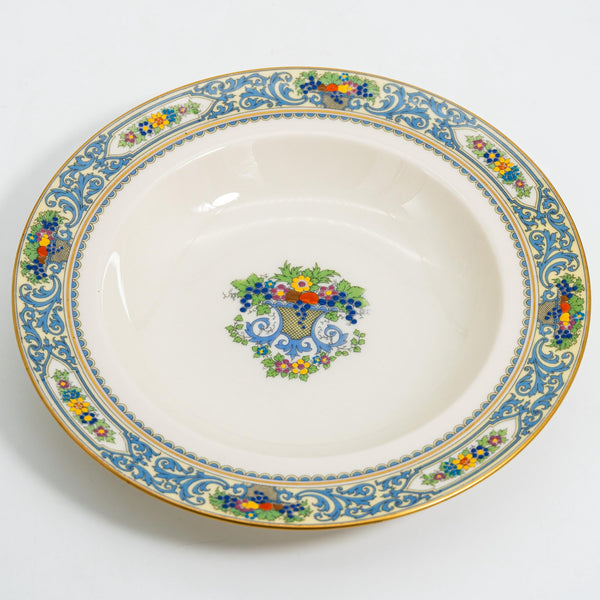 ClassyTea 1920s Lenox Autumn Rimmed Soup Bowls (Set of 8) | Made in America | Presidential Bone China (c. 1920s) | 8.5" - ClassyTea