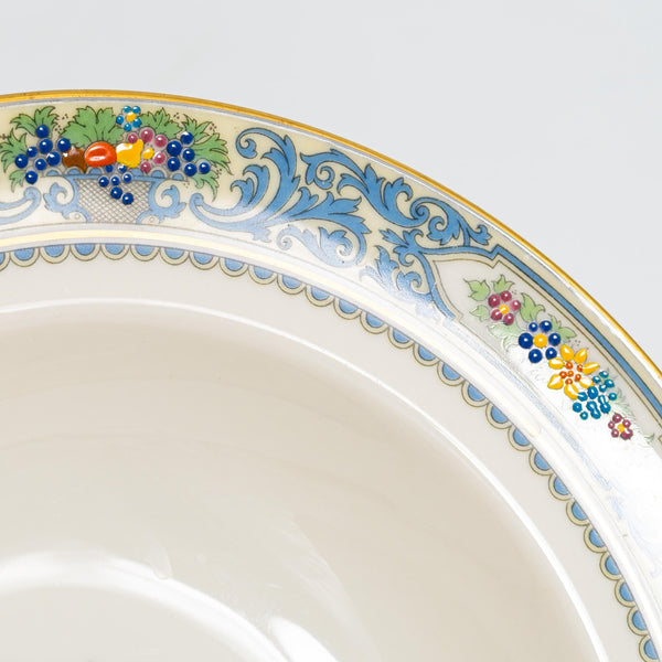 ClassyTea 1920s Lenox Autumn Rimmed Soup Bowls (Set of 8) | Made in America | Presidential Bone China (c. 1920s) | 8.5" - ClassyTea