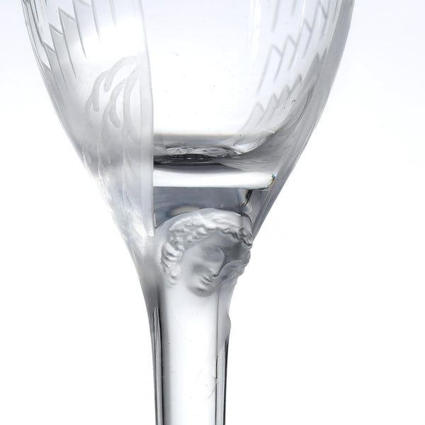 ClassyTea 1940s Lalique Ange Champagne Flute Set of 7 | 8.25"H | Smiling Angel Crystal Stemware (1948 - 2020) - ClassyTea