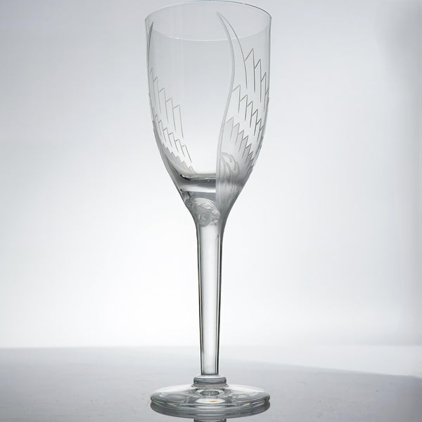 ClassyTea 1940s Lalique Ange Champagne Flute Set of 7 | 8.25"H | Smiling Angel Crystal Stemware (1948 - 2020) - ClassyTea