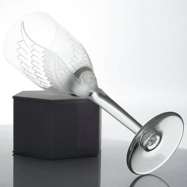 ClassyTea 1940s Lalique Ange Champagne Flute Set of 7 | 8.25"H | Smiling Angel Crystal Stemware (1948 - 2020) - ClassyTea