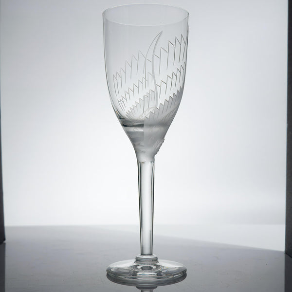 ClassyTea 1940s Lalique Ange Champagne Flute Set of 7 | 8.25"H | Smiling Angel Crystal Stemware (1948 - 2020) - ClassyTea