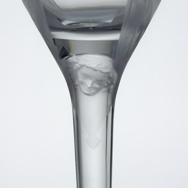 ClassyTea 1940s Lalique Ange Champagne Flute Set of 7 | 8.25"H | Smiling Angel Crystal Stemware (1948 - 2020) - ClassyTea